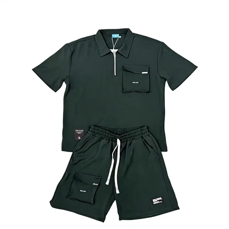 CHINEE-Solid-Color-Ice-Silk-Sleeveless-Polo-Shirt-Drawstring-Casual-Shorts-Unisex-Summer-Two-Piece-Breathable-Knee-Length-1