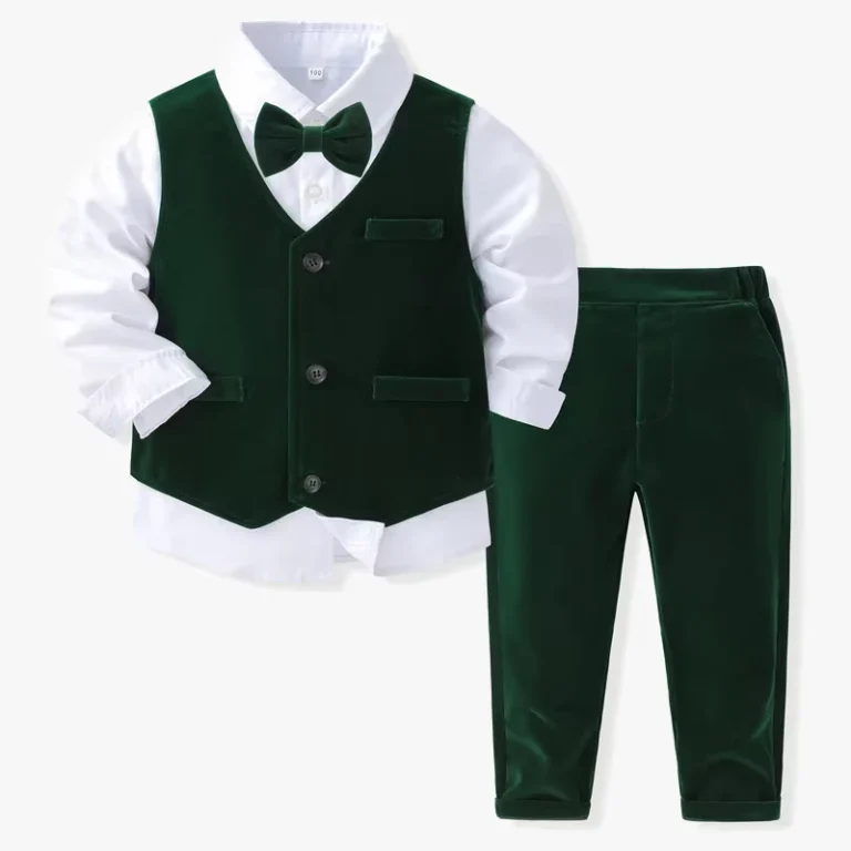 CHINEE-Spring-Autumn-Baby-Boy-Gentleman-Suit-Shirt-with-Bow-TieGreen-VestTrousers-3Pcs-Formal-Kids-Clothes-Set-1