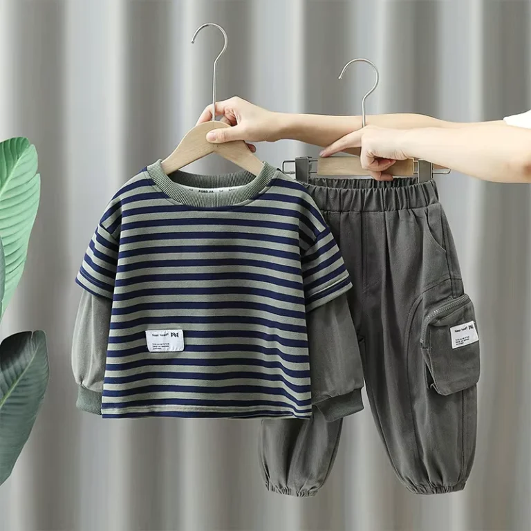 CHINEE-Spring-Autumn-Boys-Casual-Suit-Korean-Style-Striped-Two-Piece-Set-Street-Clothes
