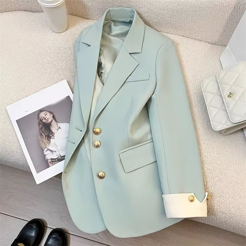 CHINEE-Spring-Autumn-Fashion-Women-Formal-Coat-V-neck-Lapel-Collar-Buttons-Pockets-Suit-Jacket-New-Ladies-Blazer-Coat-1