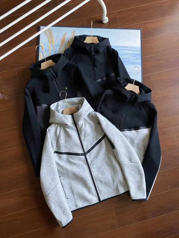 CHINEE-Spring-Autumn-Sports-Hooded-Solid-Zipper-Sweatshirts-Pants-2pcs-Set-Casual-Jackets