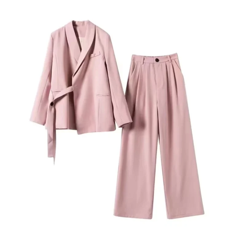 CHINEE-Spring-Casual-Loose-Suit-Fabric-Womens-Solid-Color-Long-Sleeved-Long-Pants-Blazer-Two-Piece-Set