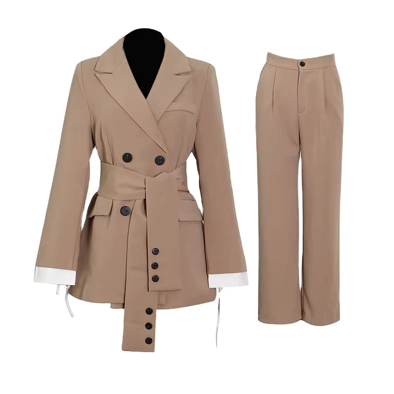 CHINEE-Spring-Clothing-New-Fashion-Design-Sense-Belt-Waist-Slim-Suit-Two-piece-Suit-Womens