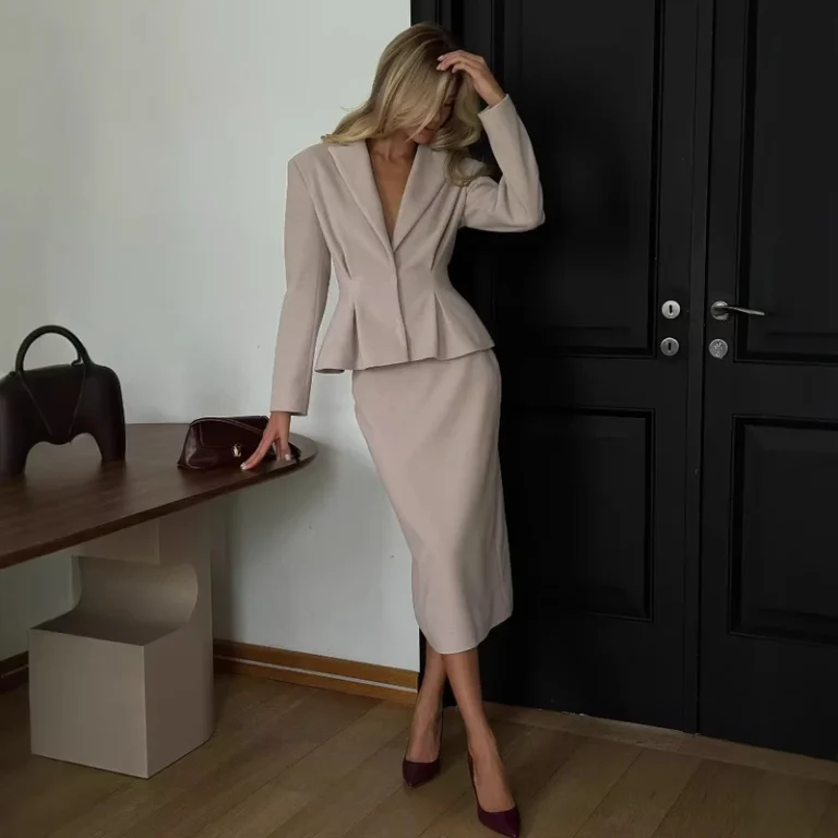 CHINEE-Spring-Fashion-Ladies-Commuting-Suit-Elegant-Pleated-High-Waist-Slim-Full-Sleeve-Coat-Long-Skirt-Women-2-Piece-Set-Outfit-1
