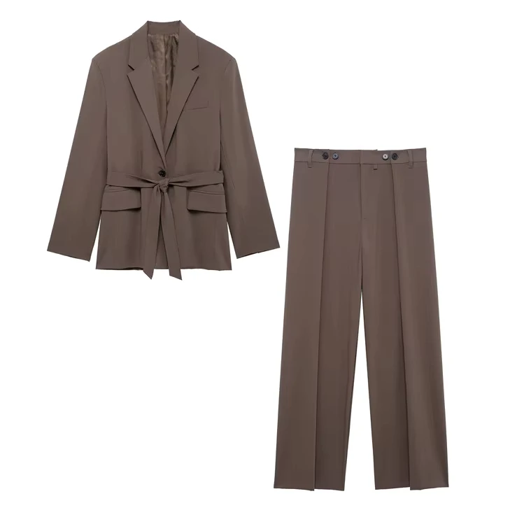CHINEE-Spring-Summer-Office-Lady-Elegant-Solid-Women-Suit-Fashion-Casual-Sashes-Straight-Shrug-Blazer-Chic-Zipper-Long-Pant-Sets