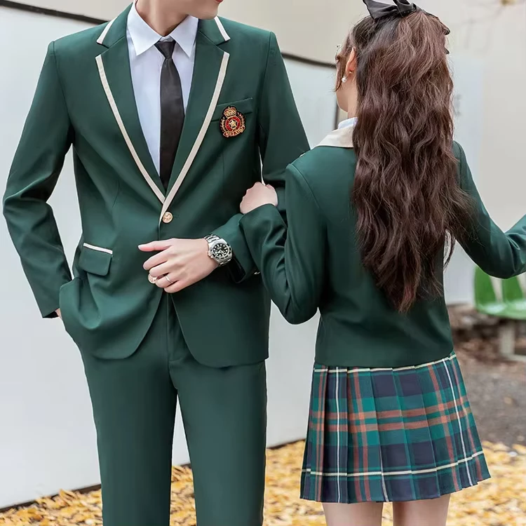 CHINEE-Spring-and-Autumn-British-Suit-Three-piece-Suit-Female-JK-Style-High-School-Student-Class-School-Uniform