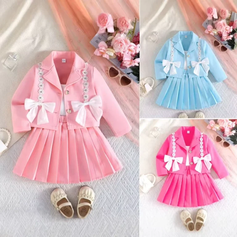 CHINEE-Spring-and-Autumn-Casual-Solid-Worsted-Multi-Color-Girl-Suit-Suspenders-Coat-Pleated-Skirt-Three-Piece-Set