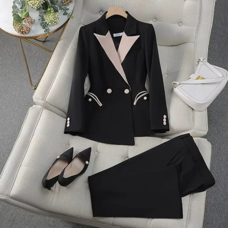 CHINEE-Spring-and-Autumn-Fashion-Design-Color-Contrasting-Professional-Suit-2-Piece-Set