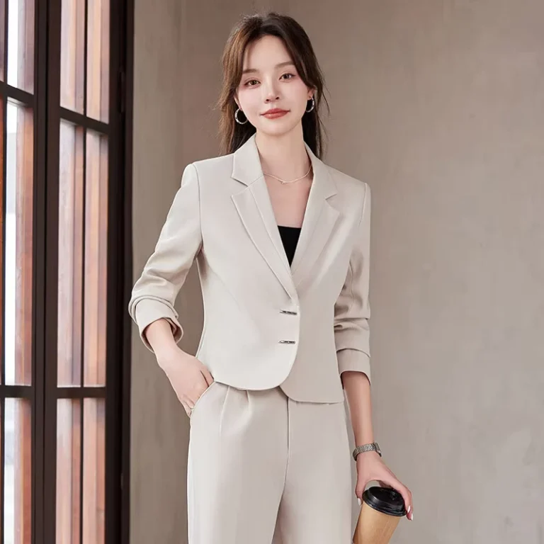 CHINEE-Spring-and-Autumn-Female-V-Neck-Suit-Casual-Professional-Formal-Temperament-Short-Professional-Suit