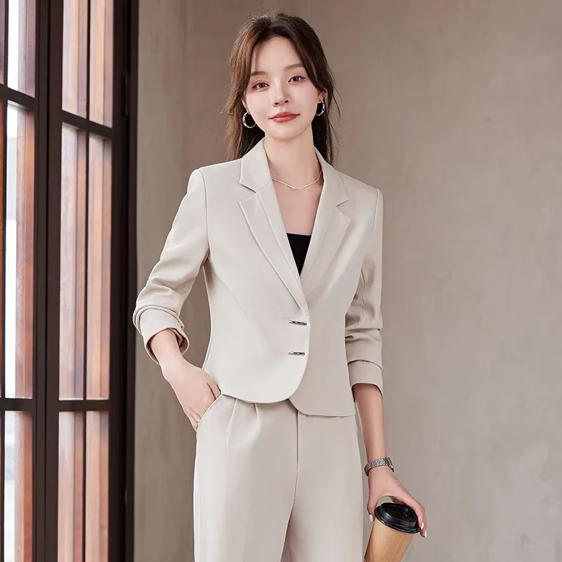 CHINEE-Spring-and-Autumn-Female-V-Neck-Suit-Casual-Professional-Formal-Temperament-Short-Professional-Suit