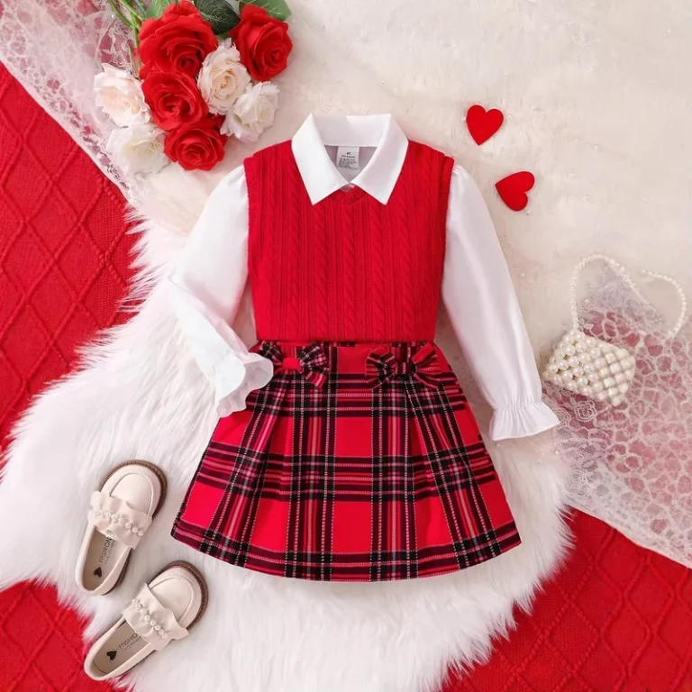 CHINEE-Spring-and-Autumn-Girls-Casual-Style-Shirt-Vest-and-Plaid-Skirt-Suit-Childrens-Wear-1