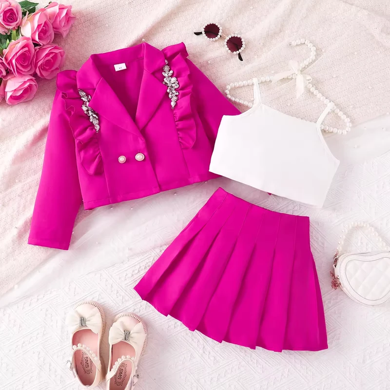CHINEE-Spring-and-Autumn-Girls-Pendant-Suit-Jacket-Camisole-Vest-Pleated-Skirt-3pcs-Suit-Girls-Clothes