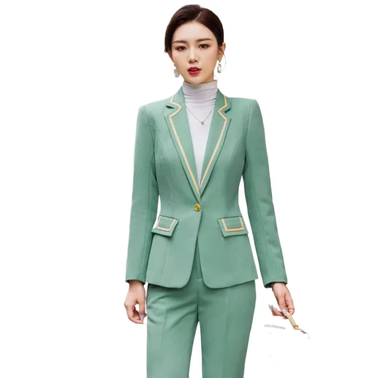 CHINEE-Spring-and-Autumn-Long-Sleeved-New-Elegant-Black-Jacket-Contrasting-Color-Professional-Wear-Formal-Suit-Two-Piece