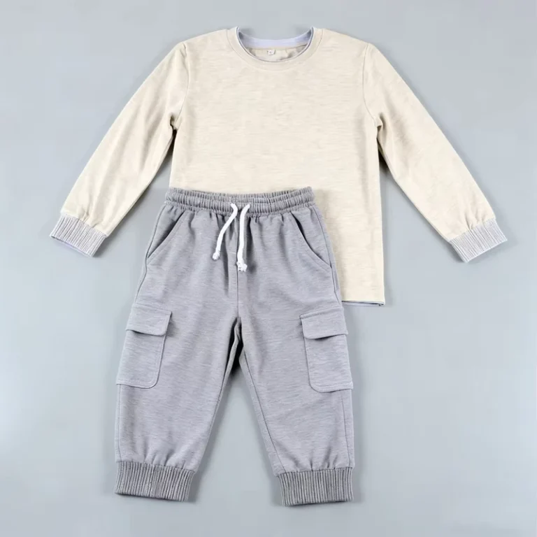 CHINEE-Spring-and-Autumn-New-Cotton-Sweater-Suit-Round-Neck-Long-Sleeve-Jacket-Pants-Solid-Color-Suit