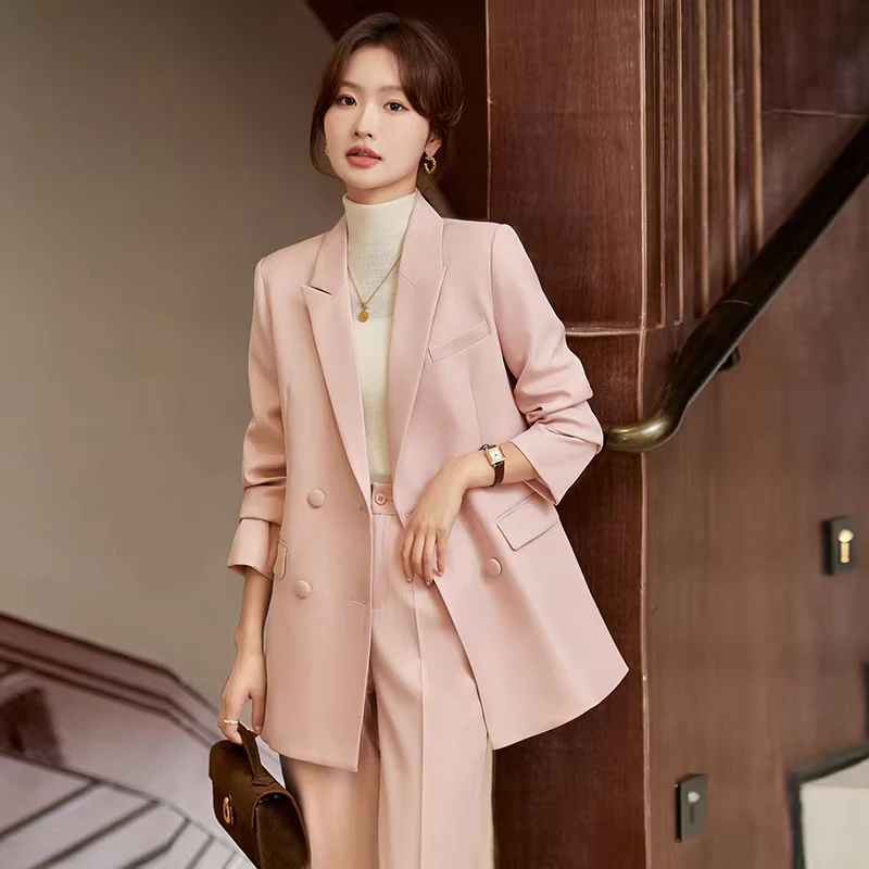 CHINEE-Spring-and-Autumn-New-Feminine-Professional-Suit-Small-V-Neck-Polyester-Work-Suit-With-Temperament