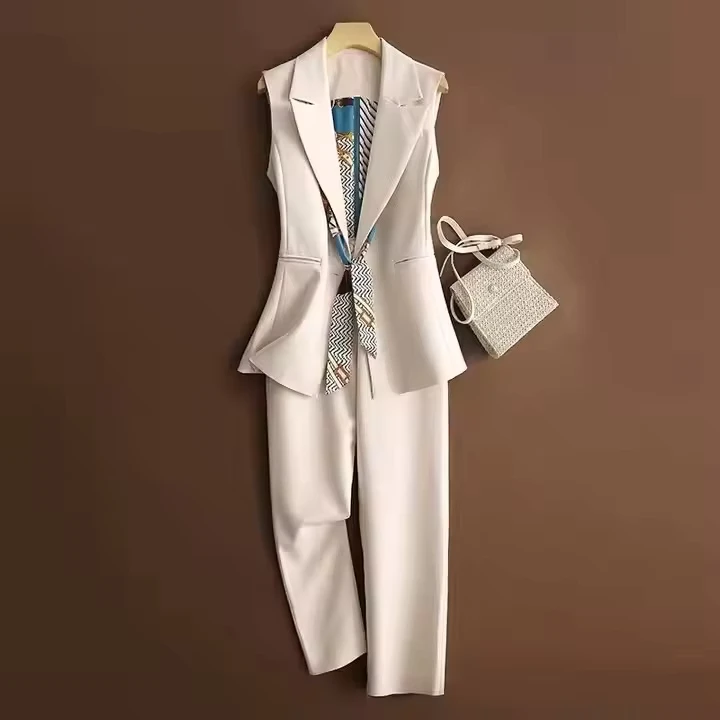 CHINEE-Spring-and-Autumn-New-Slim-Fit-Sleeveless-Vest-Suit-Pants-Set-Two-Piece-Set