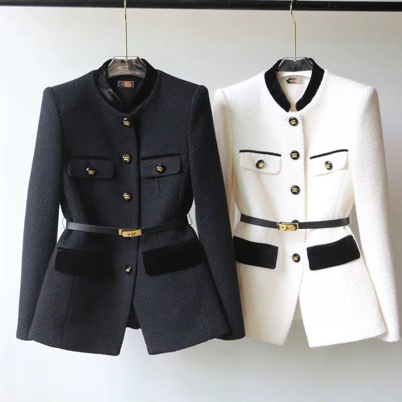 CHINEE-Spring-and-Autumn-New-Style-Suit-Fashion-Professional-Stand-up-Collar-Long-Sleeve-Waist-Slimming-Elegant-Womens-Suit