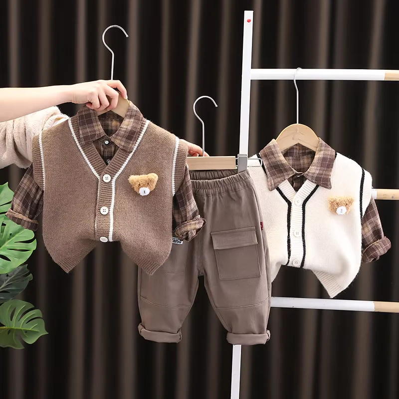 CHINEE-Spring-and-autumn-childrens-knitted-sweaters-waistcoats-cardigans-three-piece-sets-and-cartoon-shirt-sets-for-boys-and-girls-1