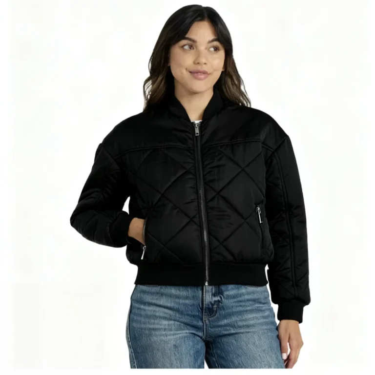 CHINEE-Stocklots-Casual-Style-Womens-Fall-Winter-Loose-Short-Baseball-Padded-Jacket-Quilted-Diamond-Pattern-Short-Stand-Collar-Coat