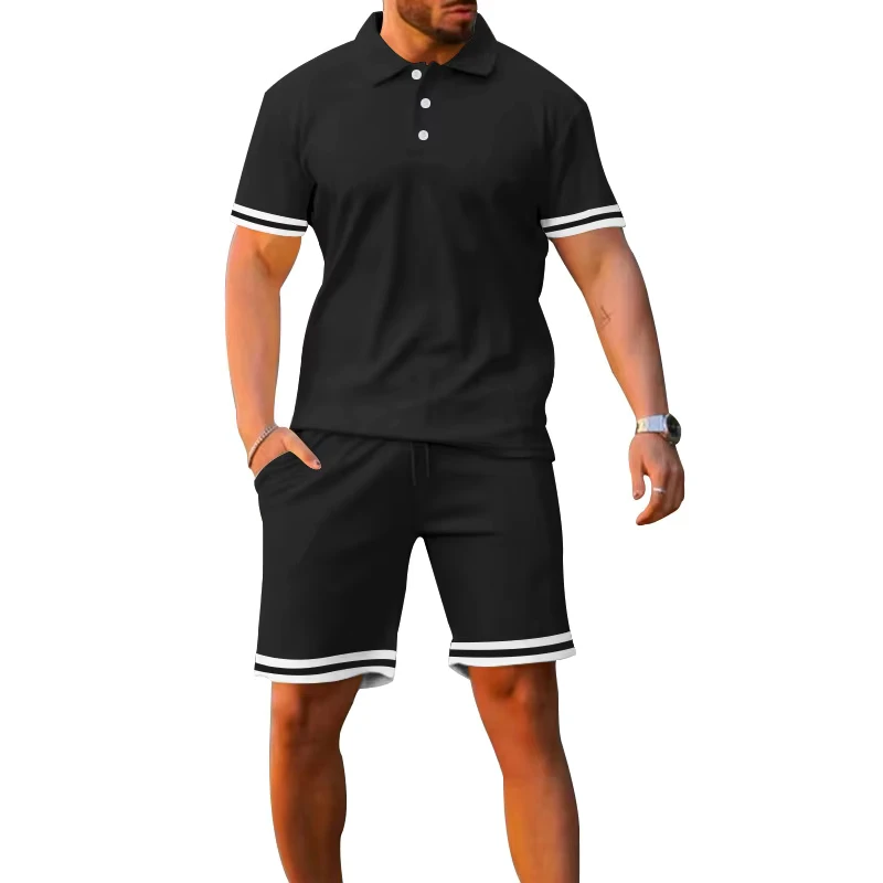 CHINEE-Summer-2-Two-Piece-Set-Polyester-Polo-Shirts-and-Shorts-Men-Short-Sets