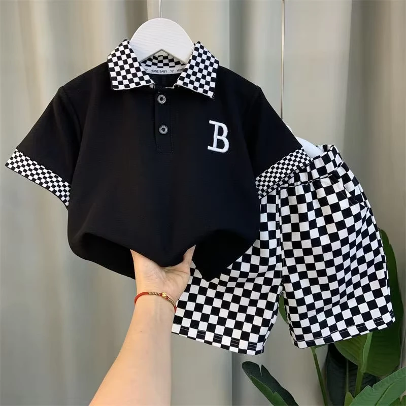 CHINEE-Summer-2pcs-Cotton-Polo-ShirtShorts-Casual-Teenagers-Boys-Clothes-Sets-1
