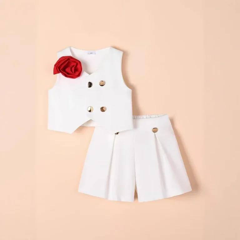 CHINEE-Summer-Boutique-Cotton-Girls-Suit-Set-with-Three-dimensional-Flower-Sleeveless-Top-and-Shorts-for-Children-1