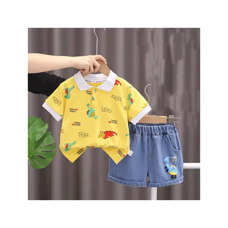 CHINEE-Summer-Boy-Designs-Casual-Kids-Short-Sleeve-Shorts-Sets-Factory-Customization-OEM-Service-Availab-Polo-T-shirt