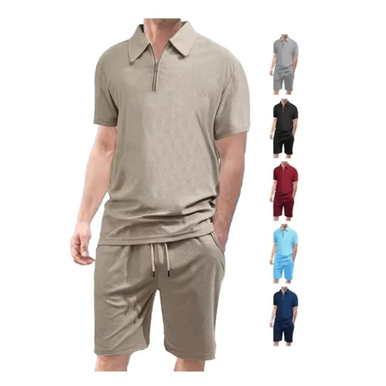 CHINEE-Summer-Causal-Short-Sets-Two-Piece-Outfits-Solid-Zipper-Collar-Short-Sleeve-Mens-Polo-Shirts-2pcs-Sets-1