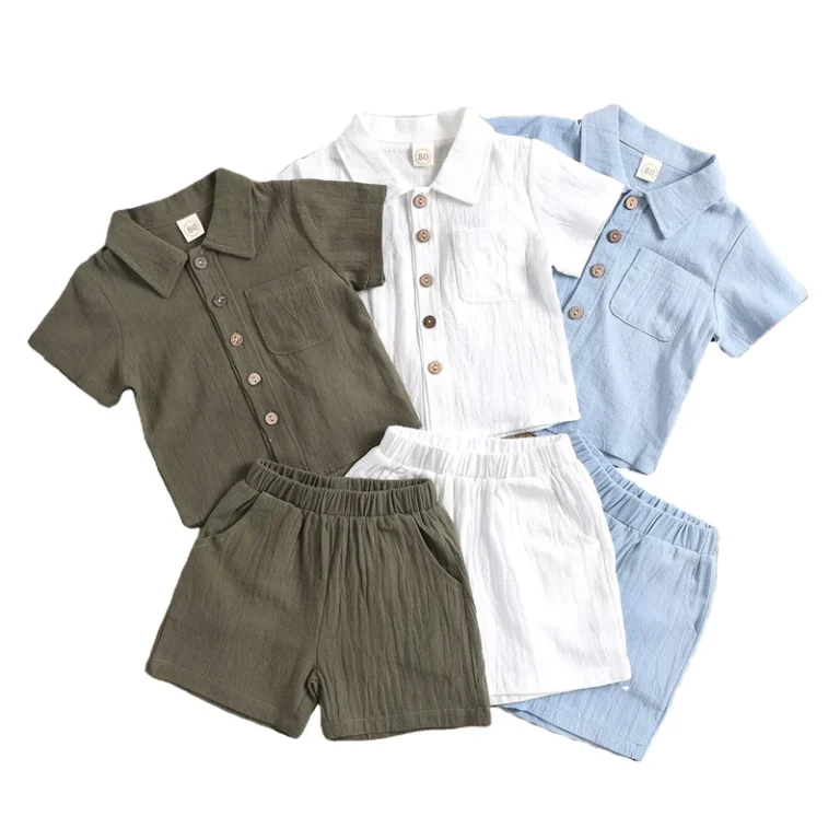 CHINEE-Summer-Childrens-Cotton-Casual-Short-Sleeve-Lapel-Polo-Kid-Solid-Color-Shirt-Baby-Boys-Clothing-Set