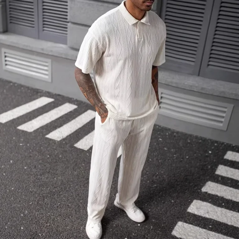 CHINEE-Summer-Cross-Border-Jacquard-Textured-Knit-Polo-Shirt-Long-Pants-Set-for-Men-Casual-Two-Piece-Print-Short-Sleeve-Long-1