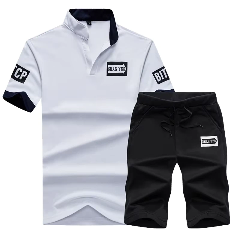 CHINEE-Summer-Fashion-Mens-Casual-Two-Piece-Set-Knitted-Solid-Color-Printed-T-Shirt-and-Shorts-Breathable-Mens-Sports-Suit-Sets-1