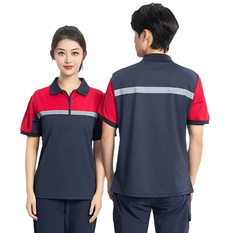 CHINEE-Summer-Fashion-Short-sleeved-Hi-Visibility-Anti-static-Polyester-Polo-Shirts-T-shirt-Sets-Unisex-Workwear-Quick-Drying