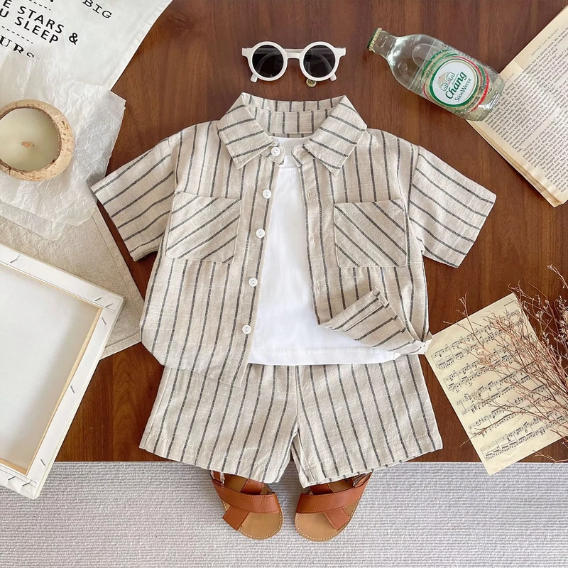 CHINEE-Summer-Kids-Boys-Cotton-T-shirt-Newborn-Unisex-Casual-Shirt-Baby-Girls-Stripe-Clothes-Childrens-Suit-Set-Outfit-1