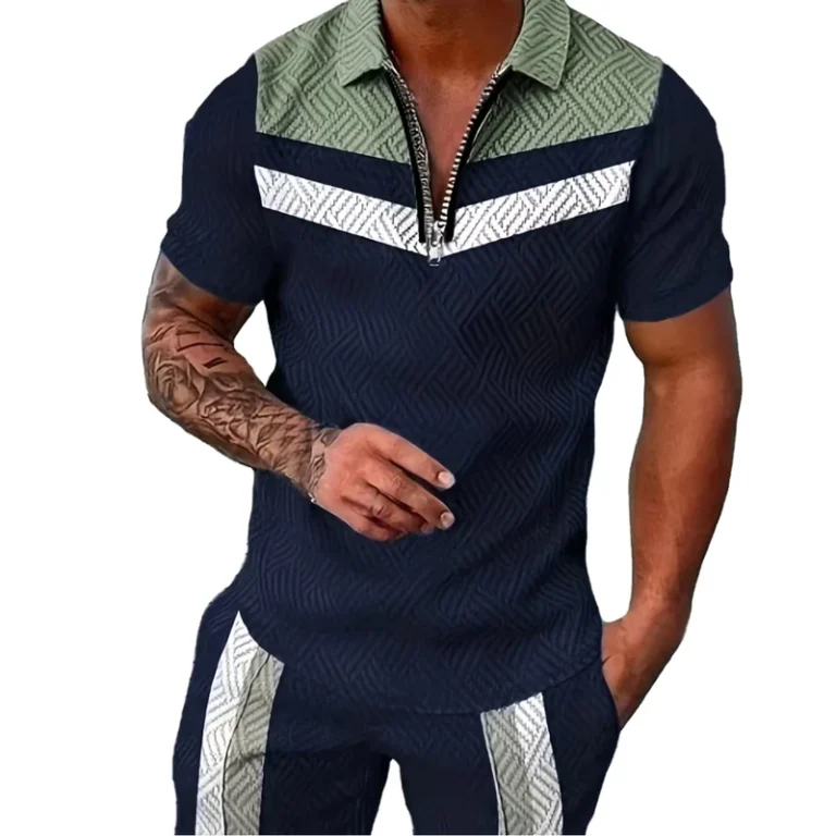 CHINEE-Summer-Men-Short-Sleeve-Sets-Fashion-Zip-Polo-Tops-Shorts-2-Piece-Outfit-Mens-Social-Shirts-Suit-Casual-Hip-Hop-Street-Clothing