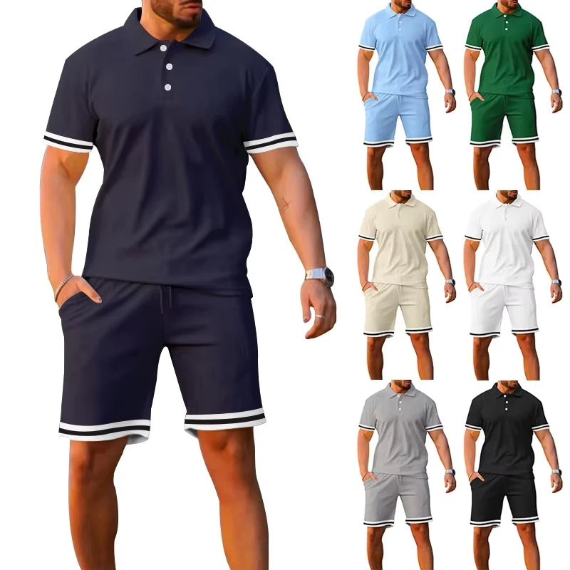 CHINEE-Summer-Mens-Casual-Short-Sleeved-Polo-Shirt-Shorts-Sports-Leisure-Two-Piece-Set