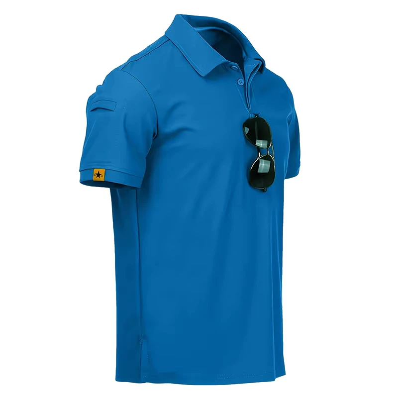 CHINEE-Summer-New-Arrival-Mens-Solid-Knitted-Polyester-Business-Casual-Golf-Shirt-Quick-dry-Moisture-Wicking-Short-Sleeve-Stand-Collar-1