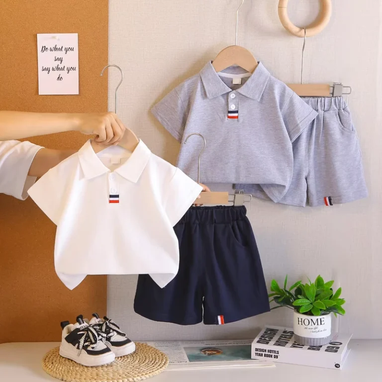 CHINEE-Summer-New-Boys-Outfit-Collared-Short-Sleeve-Top-and-Shorts-Set-Stylish-Cute-Toddler-Clothing-Baby-Clothes-Set-1