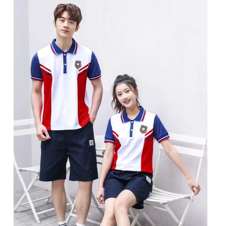 CHINEE-Summer-Outfit-2-Piece-Set-Short-Sleeve-Sweatshirt-Secondary-School-Polo-T-Shirts-and-Shorts-Suits-1