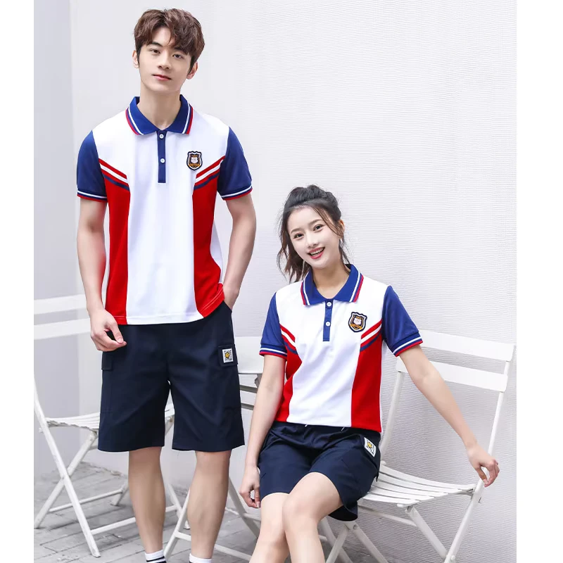 CHINEE-Summer-Outfit-2-Piece-Set-Short-Sleeve-Sweatshirt-Secondary-School-Polo-T-Shirts-and-Shorts-Suits-1