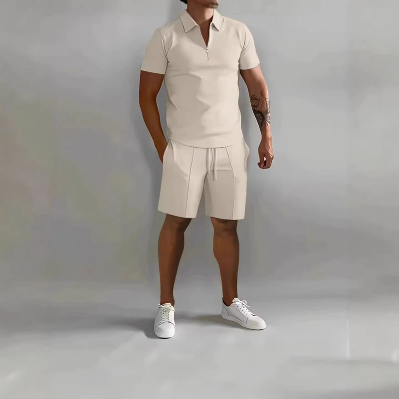 CHINEE-Summer-Season-Simple-Style-Mens-Polo-Shirt-Casual-Loose-Short-sleeved-Shorts-Sports-Tops-Suit