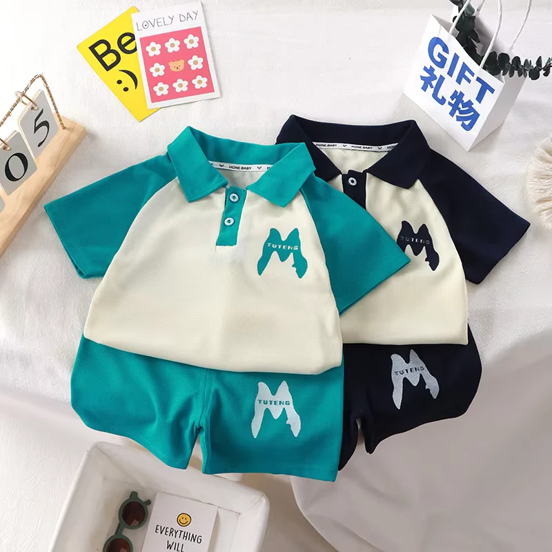 CHINEE-Summer-Short-Sleeve-Set-New-Girls-Polo-Shirt-and-Boys-T-shirt-Set-Baby-Stylish-Top-Childrens-Clothing-School-Outdoor