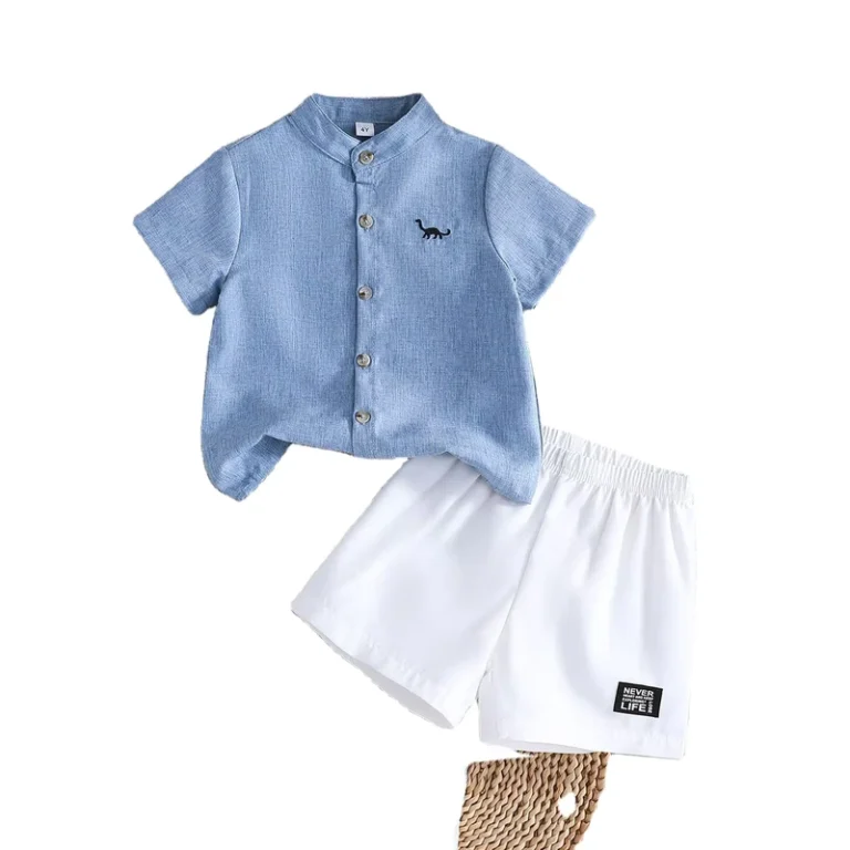 CHINEE-Summer-Short-sleeved-Dinosaur-Embroidered-POLO-Shirt-and-White-Shorts-Boy-Style-Two-piece-Suit