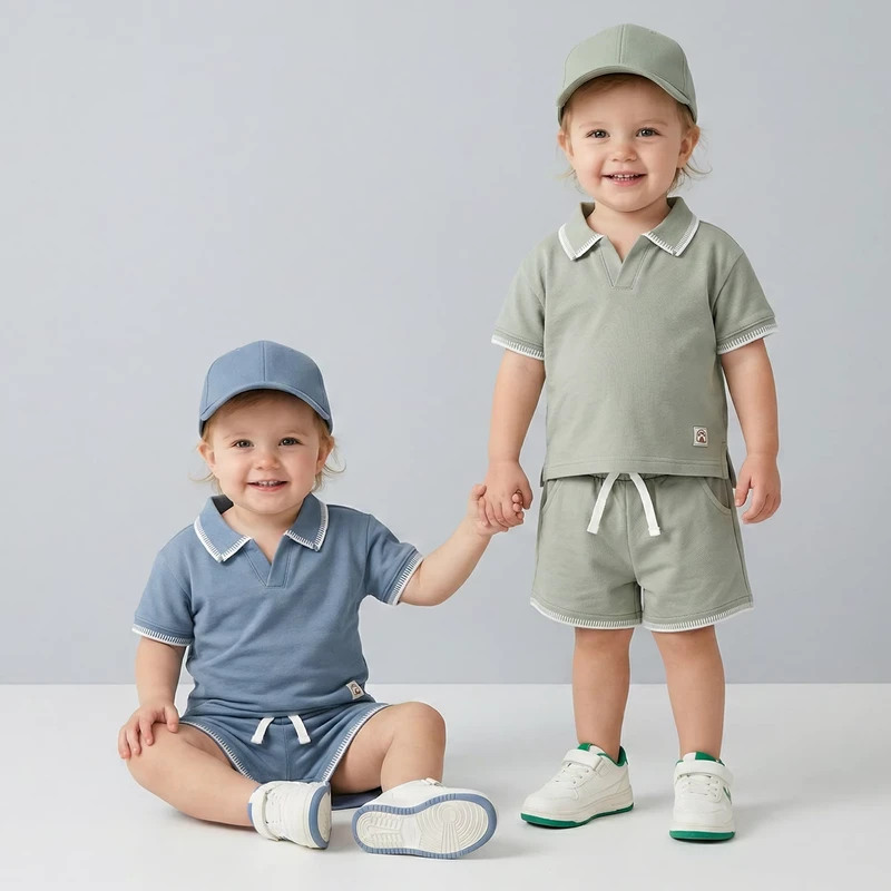 CHINEE-Summer-Unisex-Baby-Clothing-Sets-2-Piece-Outfit-Solid-Cotton-Polo-Shirt-and-Shorts-Casual-Kids-Boutique-Clothing-Sets