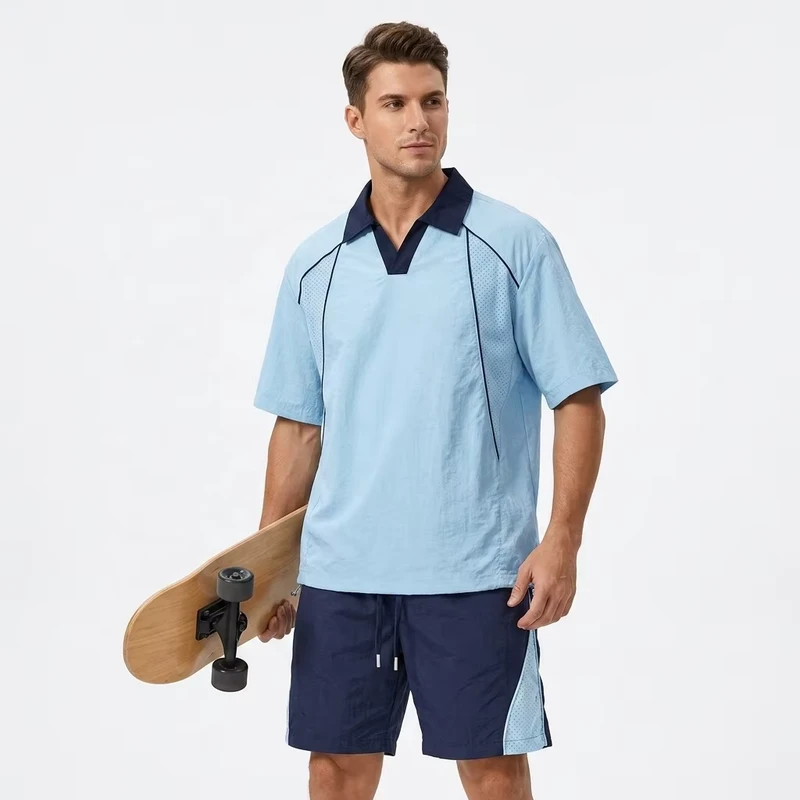 CHINEE-Sunscreen-Ice-Silk-Mens-Summer-Shorts-Sets-Outdoor-Thin-Breathable-Polo-Shirt-Shorts-Sports-Skateboard-Tracksuits
