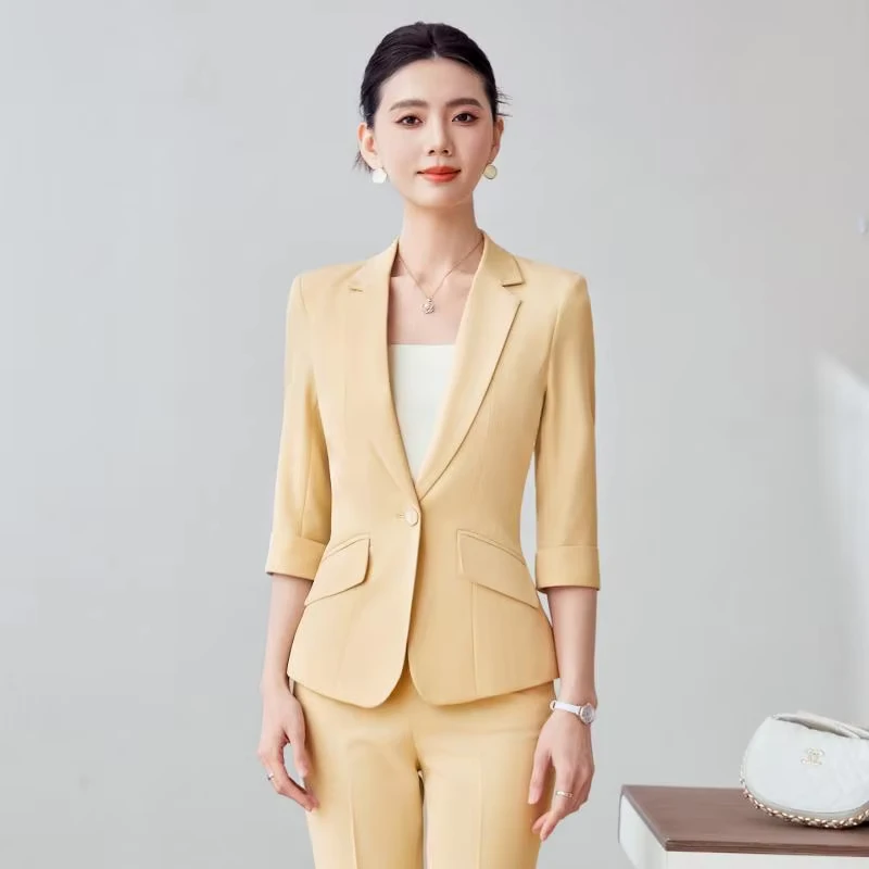 CHINEE-Three-quarter-Sleeve-Suit-Female-Summer-New-College-Student-Host-Speech-Professional-Formal-Suit