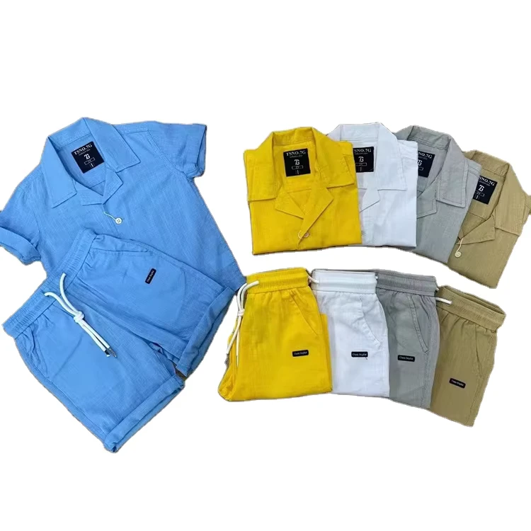 CHINEE-Toddler-Baby-Boys-Clothes-Sets-Linen-Button-Set-Kids-Childrens-Cotton-Short-Sleeve-Shirts-with-Shorts-1