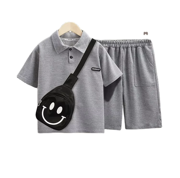 CHINEE-Toddler-Boy-Summer-Clothes-Short-Sleeve-Collared-T-Shirt-Plaid-Shorts-Set-Cute-Outfits-Cotton-Polyester-Cotton-Breathable-Print-1