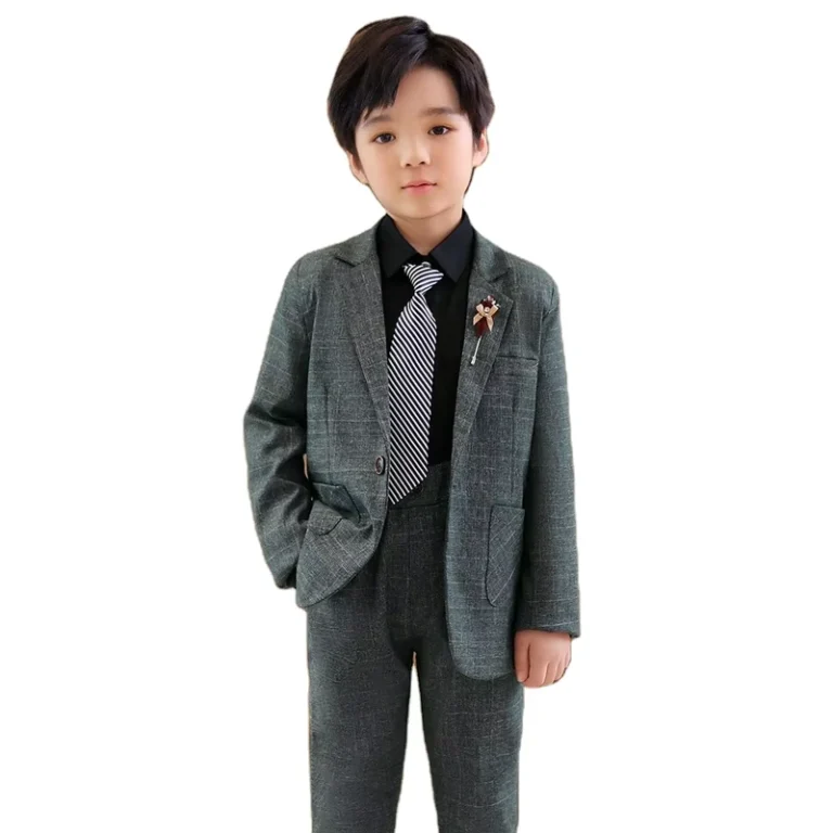 CHINEE-Toddler-School-Uniform-Elegant-Children-Formal-Plaid-Boy-Wedding-Suit