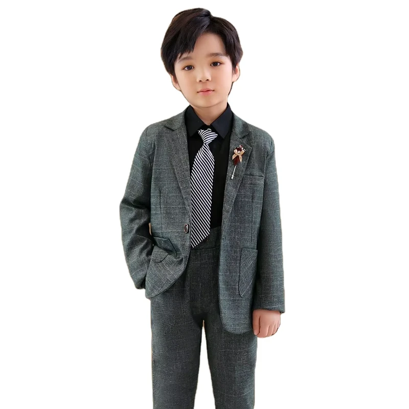 CHINEE-Toddler-School-Uniform-Elegant-Children-Formal-Plaid-Boy-Wedding-Suit