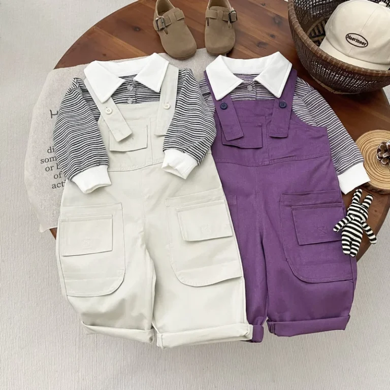 CHINEE-Toddler-Spring-Autumn-Cotton-Suit-Foreign-Style-Korean-Style-Boys-Suspender-Two-Piece-Set-Comfortable-Shirt